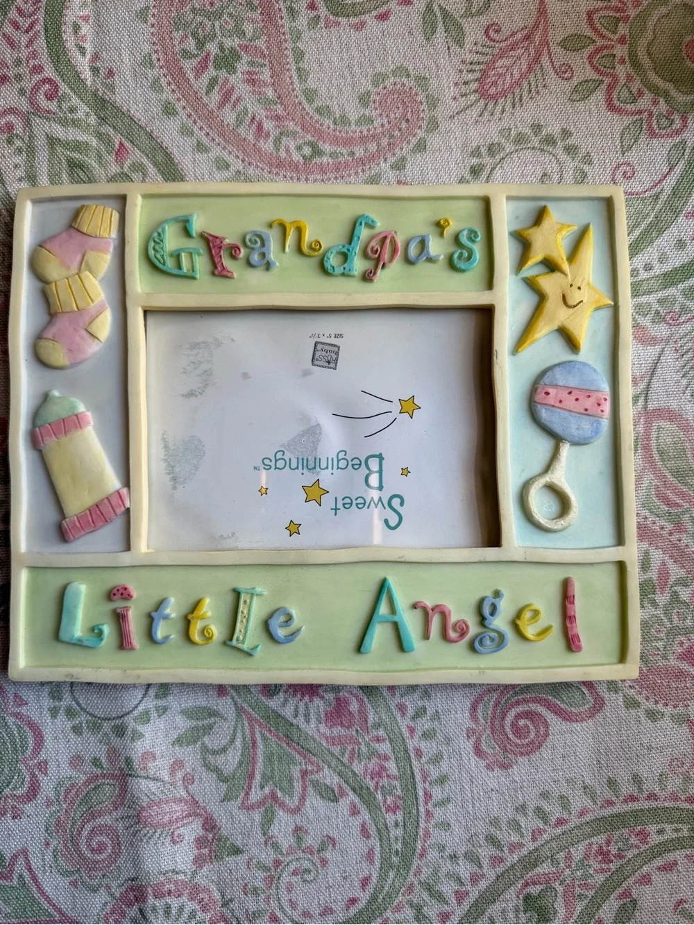 Vintage Russ Baby Sweet Beginnings 'Grandpa's Little Angel' Decor Photo Frame